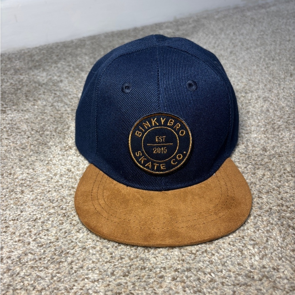 NWOT Binky Bro Infant Navy and Brown Cap Infant Hat Baby Hat